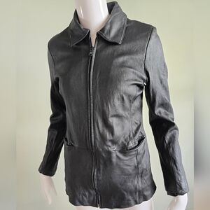 2002 Stormtech Black Genuine Leather Jacket Coat Womens Size Small
